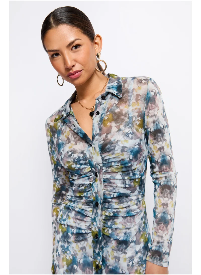 ليتل مسترس Floral Sheer Shirtdress