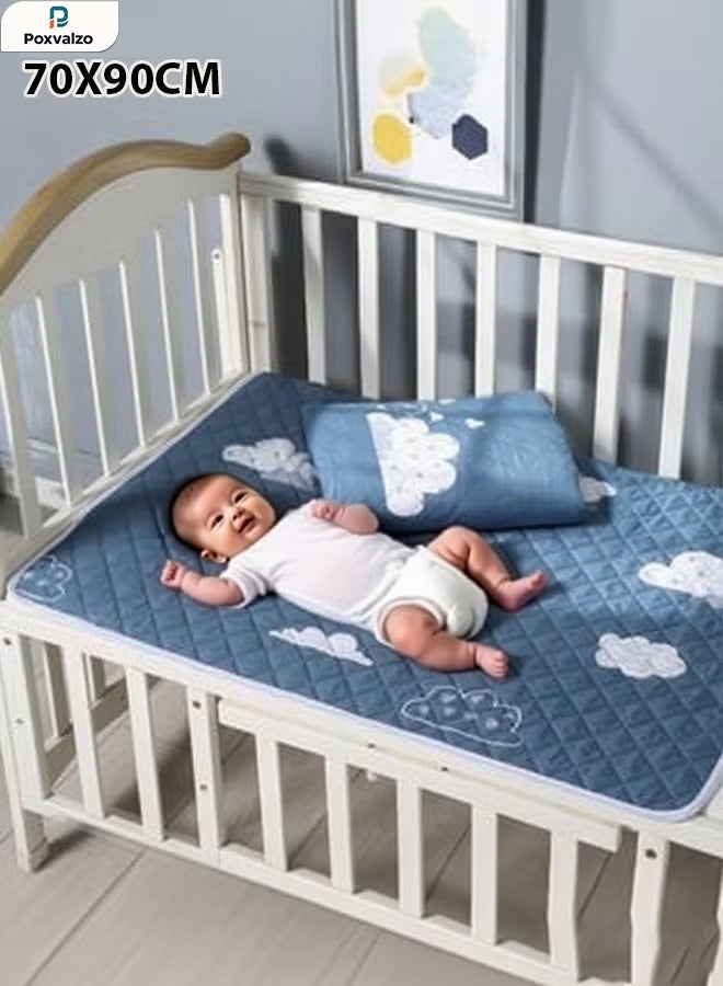 Poxvalzor 70x90cm Baby & Toddler Waterproof Bed Pad, Washable & Reusable Potty Training Mat for Kids, Adults, & Pets, with Waterproof Skin & Urine Isolation, Breathable Care Design for Infants, Children, and Elderly - Image 1