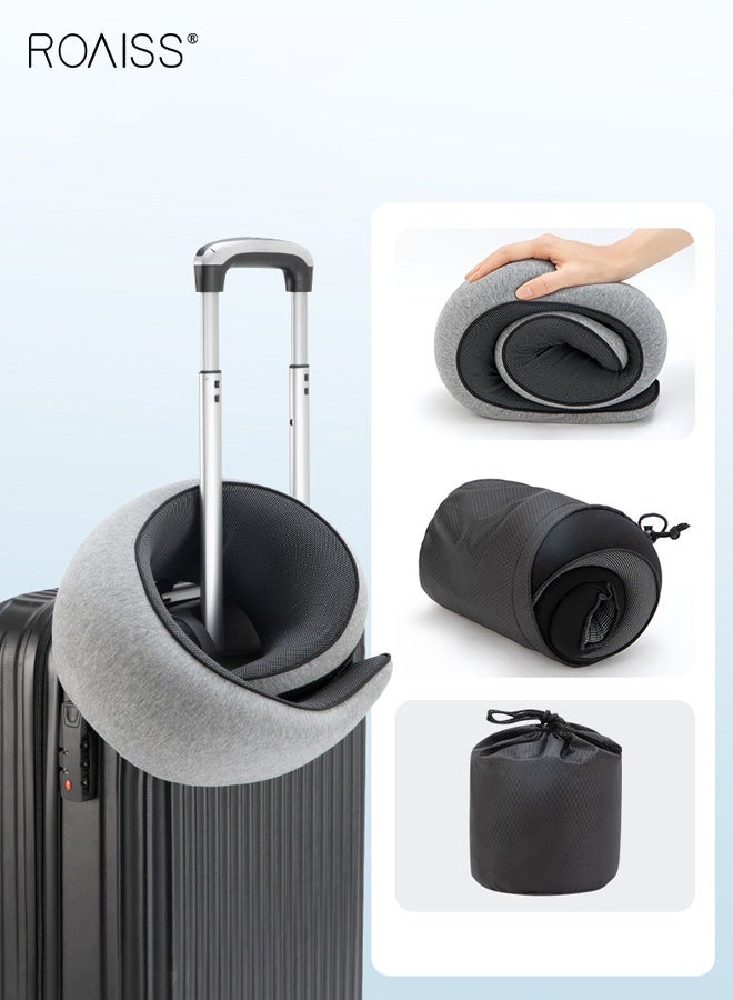 roaiss Unisex Travel Neck Pillow Removable and Washable Velcro Strap, Lightweight and Portable, Perfect for Office Naps and Providing Warmth Neck Warmer and More Comfortable, Offering Neck Support Driving Neck Pillow Cervical Spine Support Grey - Image 2