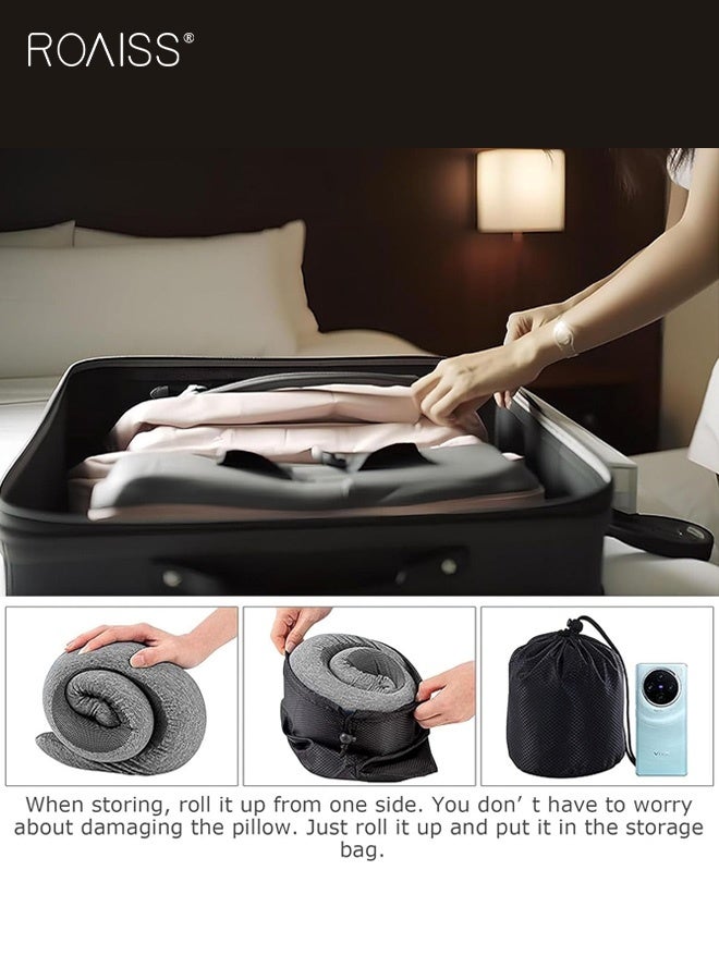 roaiss Unisex Travel Neck Pillow Removable and Washable Velcro Strap, Lightweight and Portable, Perfect for Office Naps and Providing Warmth Neck Warmer and More Comfortable, Offering Neck Support Driving Neck Pillow Cervical Spine Support Grey - Image 3