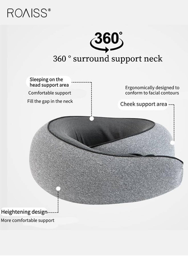 roaiss Unisex Travel Neck Pillow Removable and Washable Velcro Strap, Lightweight and Portable, Perfect for Office Naps and Providing Warmth Neck Warmer and More Comfortable, Offering Neck Support Driving Neck Pillow Cervical Spine Support Grey - Image 4