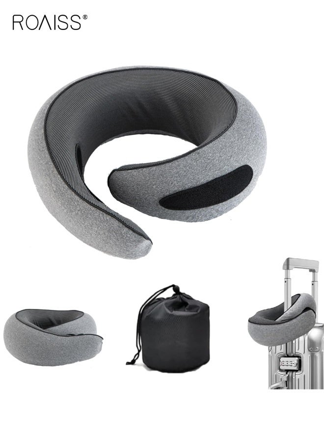 roaiss Unisex Travel Neck Pillow Removable and Washable Velcro Strap, Lightweight and Portable, Perfect for Office Naps and Providing Warmth Neck Warmer and More Comfortable, Offering Neck Support Driving Neck Pillow Cervical Spine Support Grey - Image 1
