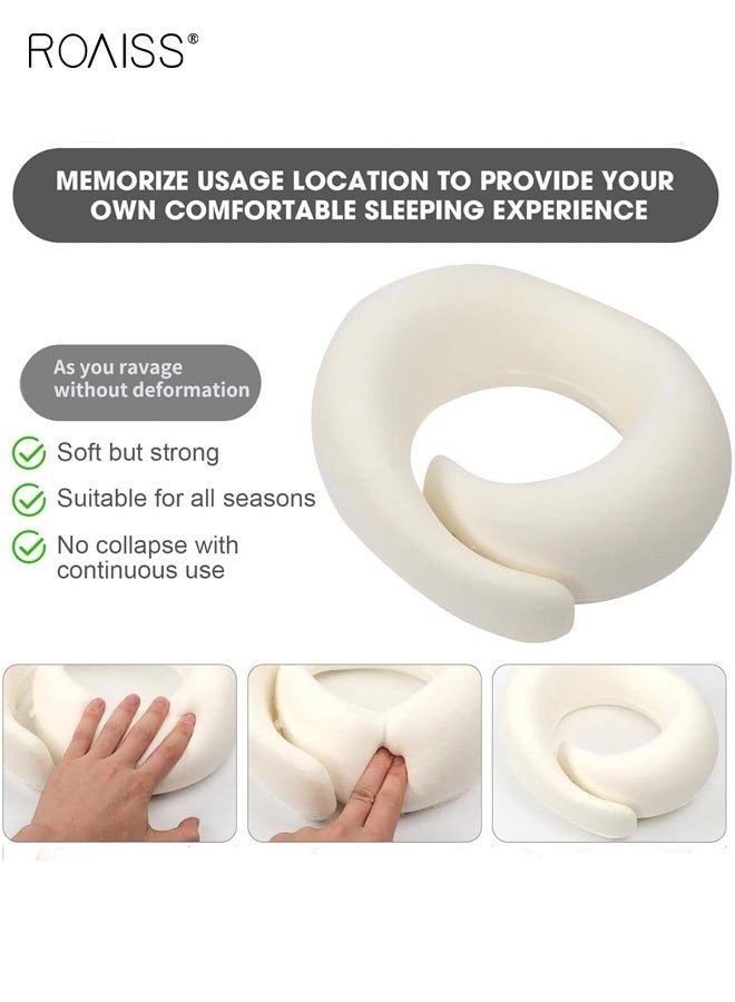 roaiss Unisex Travel Neck Pillow Removable and Washable Velcro Strap, Lightweight and Portable, Perfect for Office Naps and Providing Warmth Neck Warmer and More Comfortable, Offering Neck Support Driving Neck Pillow Cervical Spine Support Grey - Image 5