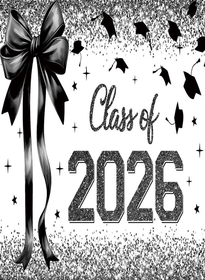 INRUI Black Bow Class of 2026 Ceremony Photography Backdrop Coquette Black Bow Congrats Grad Party Decorations Banner (6x4FT) - Image 5