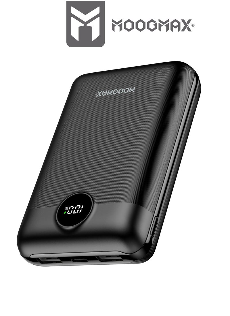 MOOGMAX - 20000mAh 45W super small pocket-size Mini power bank with 3 ports ,2 USB-A and 1 USB-C PD, supports fast charging , led digital display, and can be used on Airplane and train-black color from Moogmax - Image 1
