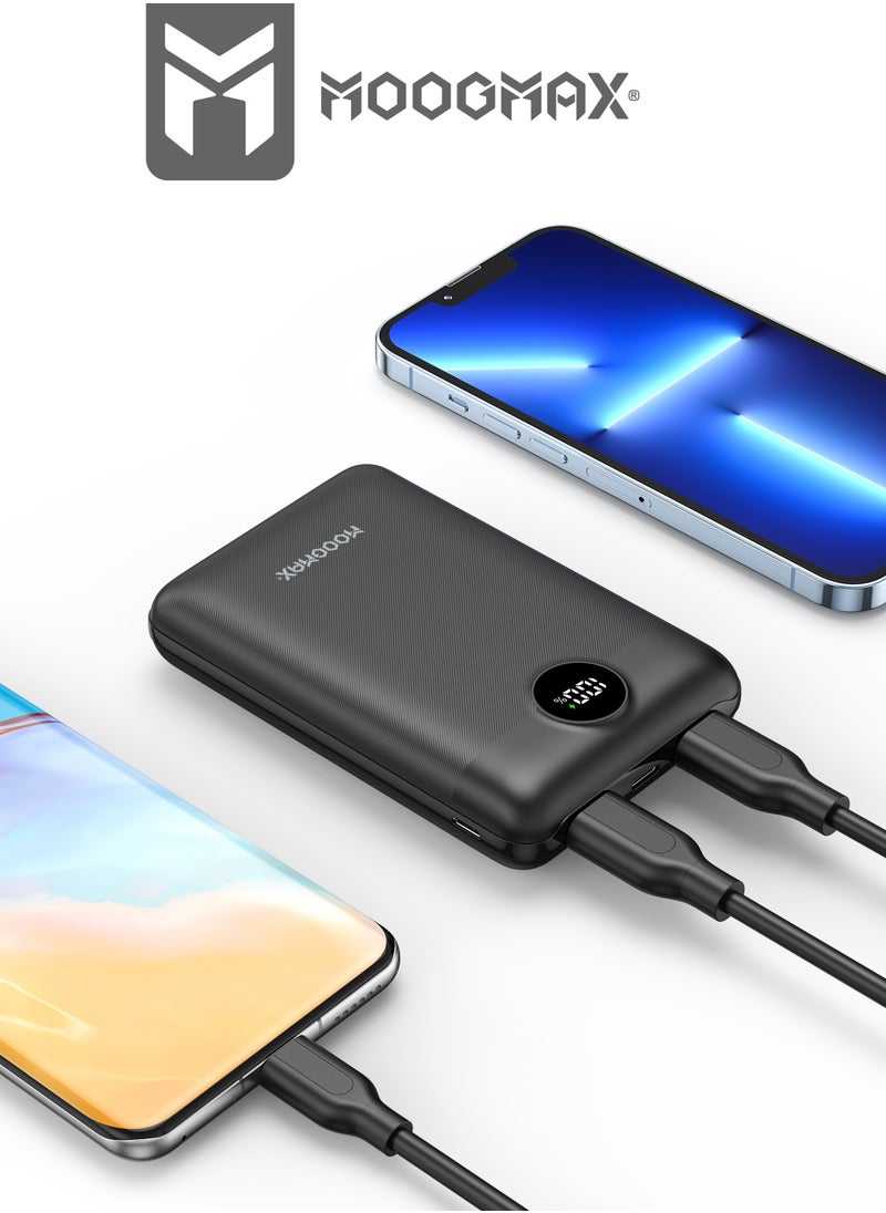 MOOGMAX - 20000mAh 45W super small pocket-size Mini power bank with 3 ports ,2 USB-A and 1 USB-C PD, supports fast charging , led digital display, and can be used on Airplane and train-black color from Moogmax - Image 1