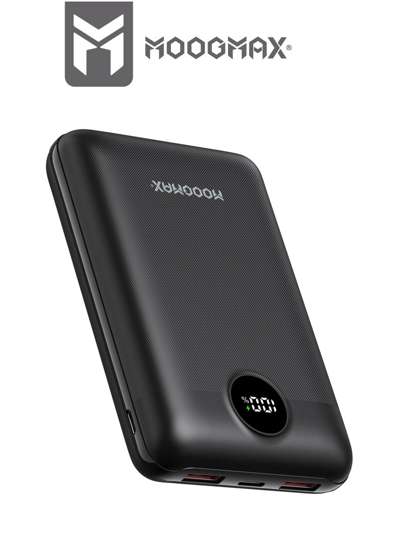 MOOGMAX - 20000mAh 45W super small pocket-size Mini power bank with 3 ports ,2 USB-A and 1 USB-C PD, supports fast charging , led digital display, and can be used on Airplane and train-black color from Moogmax - Image 1