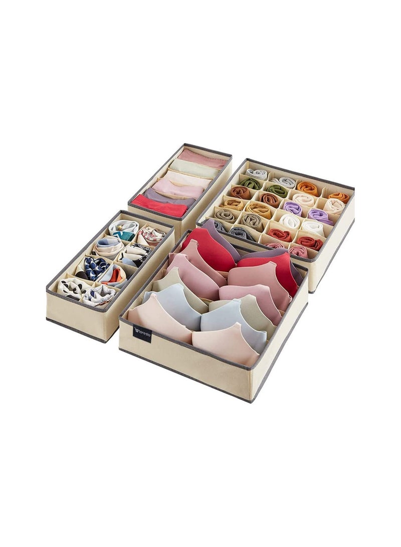 DeloPik 4 PCS Clothes Organizer - Wardrobe Clothes Storage Box, Underwear Bra Organizer Closet Drawer Divider for Skirts Socks Bras Panties & Scarf  - Image 1