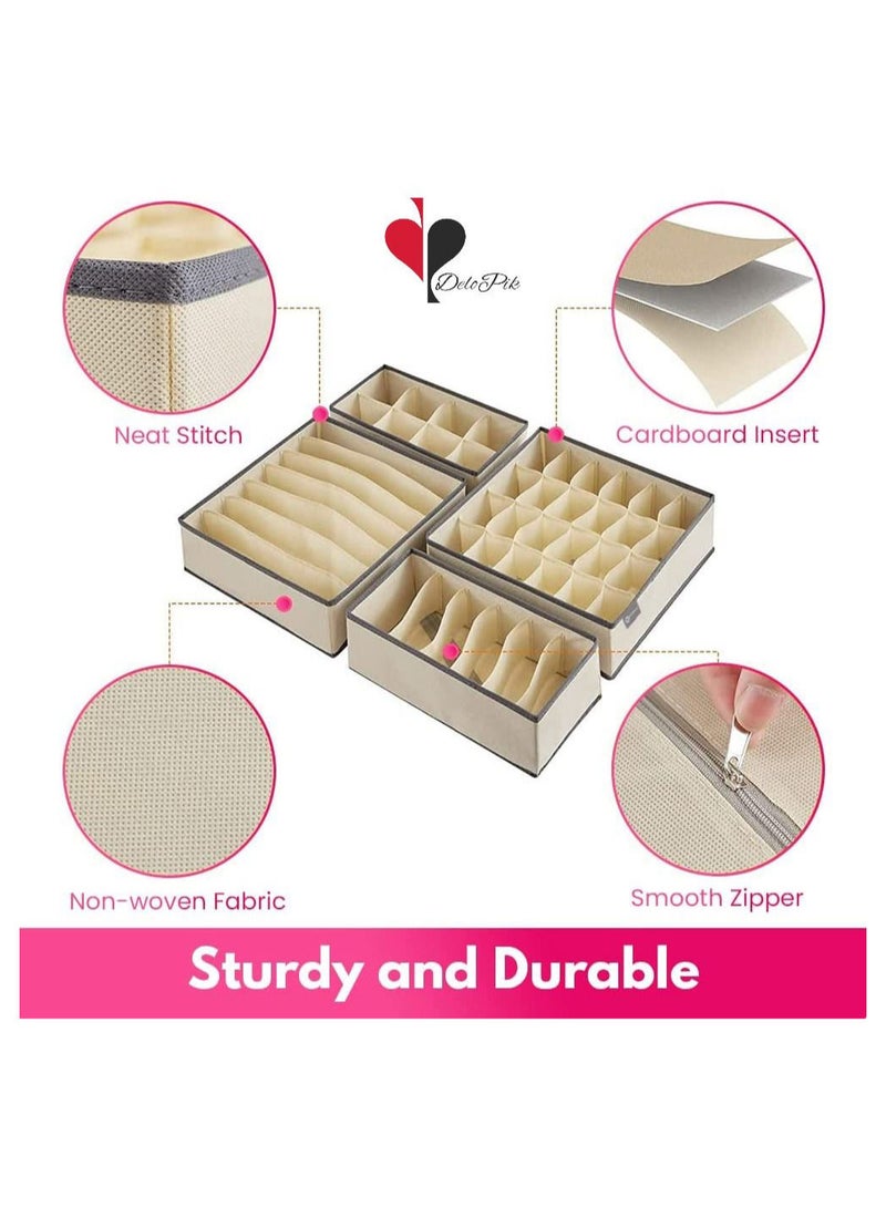 DeloPik 4 PCS Clothes Organizer - Wardrobe Clothes Storage Box, Underwear Bra Organizer Closet Drawer Divider for Skirts Socks Bras Panties & Scarf  - Image 2