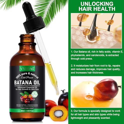 VXHDAG Batana Oil - Pure & Natural Hair Growth Oil from Honduras, Eliminates Split Ends, Enhances Radiance for All Hair & Skin Types, 4.04 fl oz (pack of 2) - Image 4