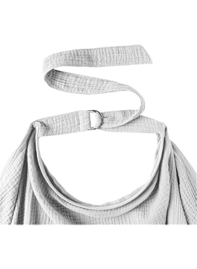 HOOKOR Muslin Nursing Cover for Breastfeeding, Breathable Privacy Nursing Covers with Arch Neckline for Hands-Free View, Soft Cotton Multi-use Adjustable Nursing Apron Cover | Carseat Cover (Grey) - Image 5