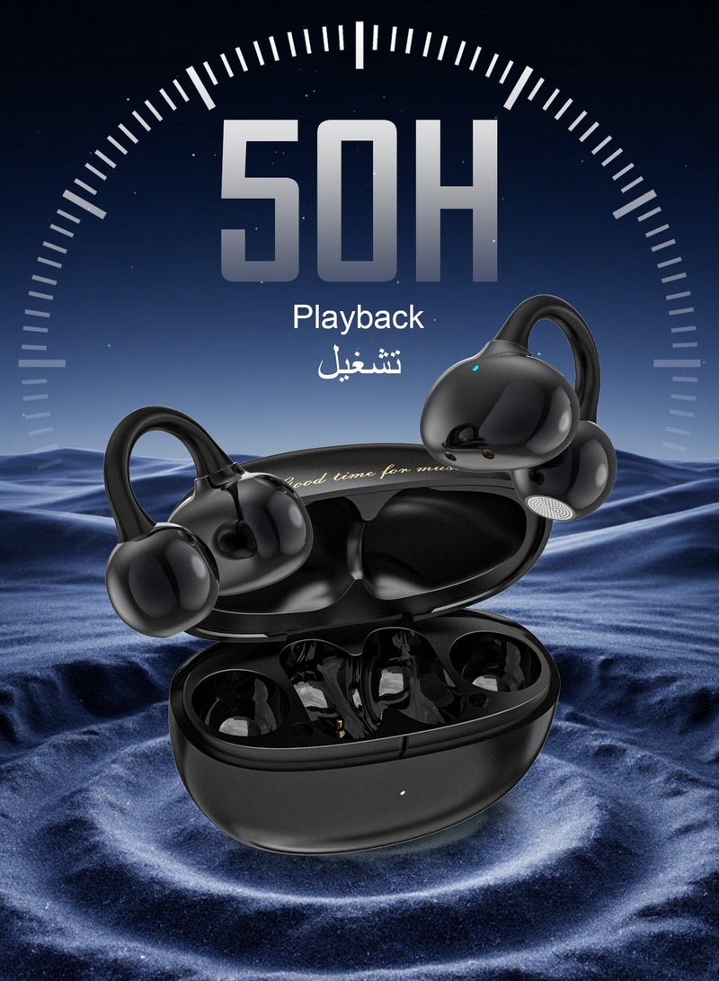 DUDAO U20 Open-Ear Earphones, Wireless Earbuds with Bluetooth 5.4, Lightweight Comfortable Clip Earbuds, 30H Battery Life, IP54 Waterproof, Ideal for Sports, Workout, Running and Clear Calls – Black - Image 3