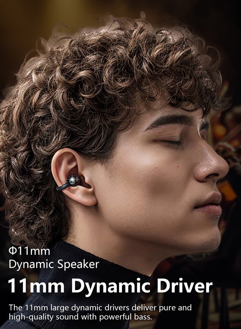 DUDAO U20 Open-Ear Clip-On Wireless Earbuds, Bluetooth 5.4, Lightweight 4.9g Comfortable Fit, 30H Battery Life, IP54 Water Resistant, Clear Calls for Daily Use – Black - Image 5