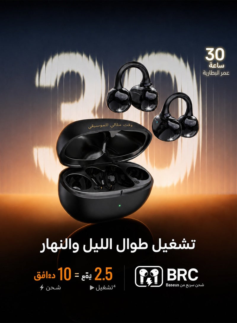 DUDAO U20 Open Ear Clip Wireless Earbuds – True Open-Ear TWS Headphones, Bluetooth 5.4, Clip-On Earphones 4.9g Lightweight, IPX5 Sweatproof, 30H Playtime, Fitness, Running, Workout, iOS & Android Compatible – Black - Image 2