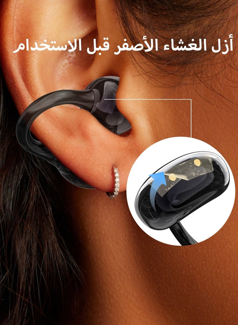 DUDAO U20 Open Ear Clip Wireless Earbuds – True Open-Ear TWS Headphones, Bluetooth 5.4, Clip-On Earphones 4.9g Lightweight, IPX5 Sweatproof, 30H Playtime, Fitness, Running, Workout, iOS & Android Compatible – Black - Image 3