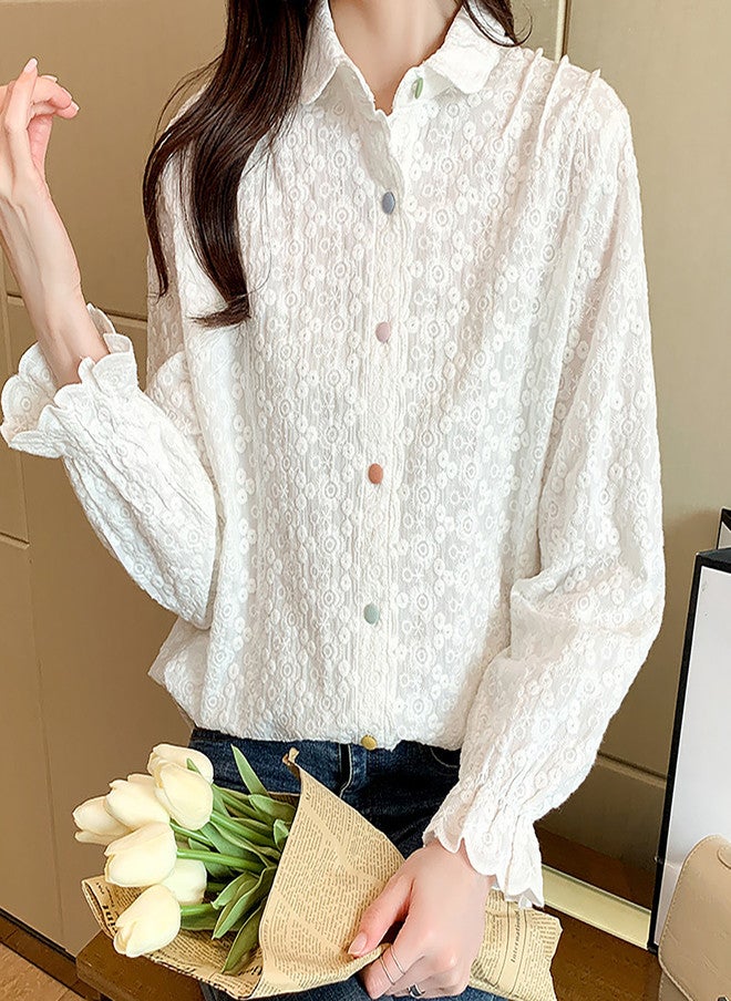 YUNIQEE قميص قطن أبيض غير رسمي للنساء - Image 2