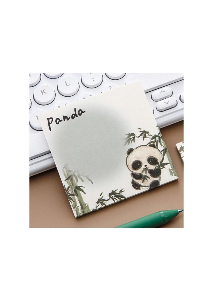 دفتر ملاحظات لاصق على شكل باندا كرتوني 50 ورقة ملاحظات قابلة للتمزيق قرطاسية مدرسية للطلاب والمعلمين والأطفال هدية - Image 1