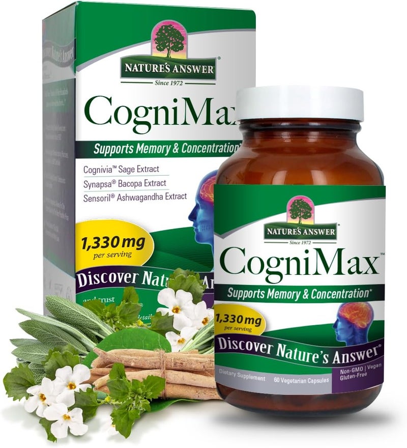 Nature's Answer Cognimax Vegetarian Capsules, 60 Count - Supports Memory & Concentration - Image 1