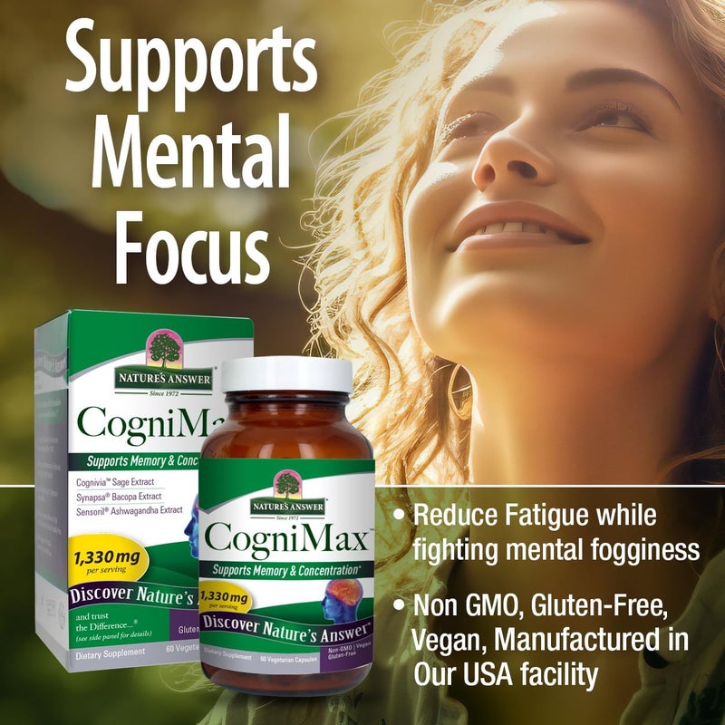 Nature's Answer Cognimax Vegetarian Capsules, 60 Count - Supports Memory & Concentration - Image 4