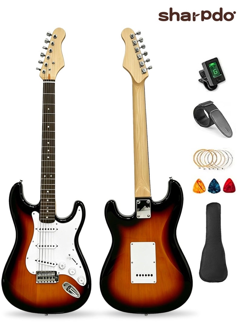 Sharpdo 39-Inch Electric Guitar Brown + 5 Accessories, include Guitar bag + Tuner + Strap + Strings + Pick For Adults,Kids Gift - Image 1