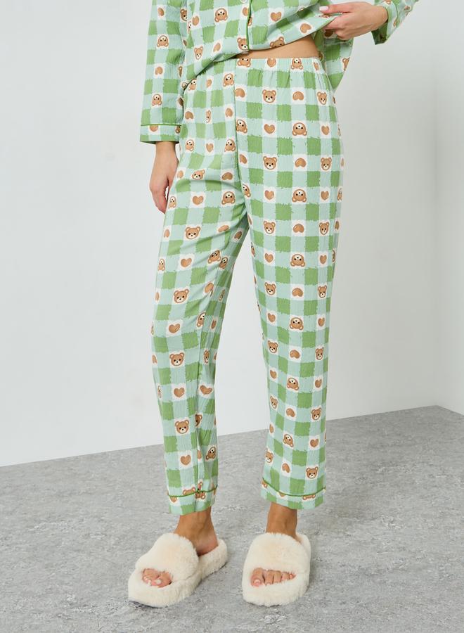 Styli Bear Print Shirt and Pyjama Set - Image 4