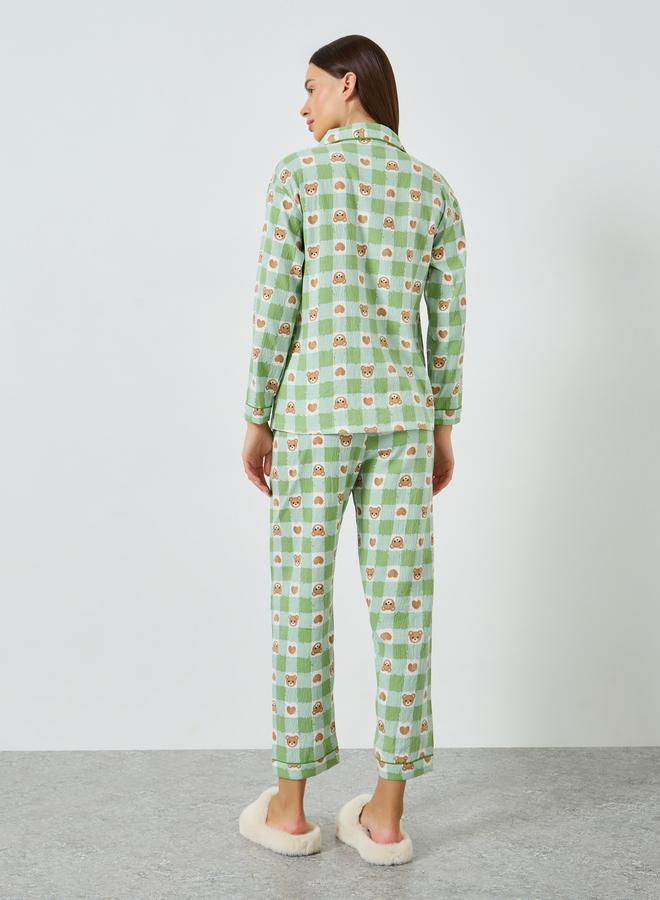 Styli Bear Print Shirt and Pyjama Set - Image 5