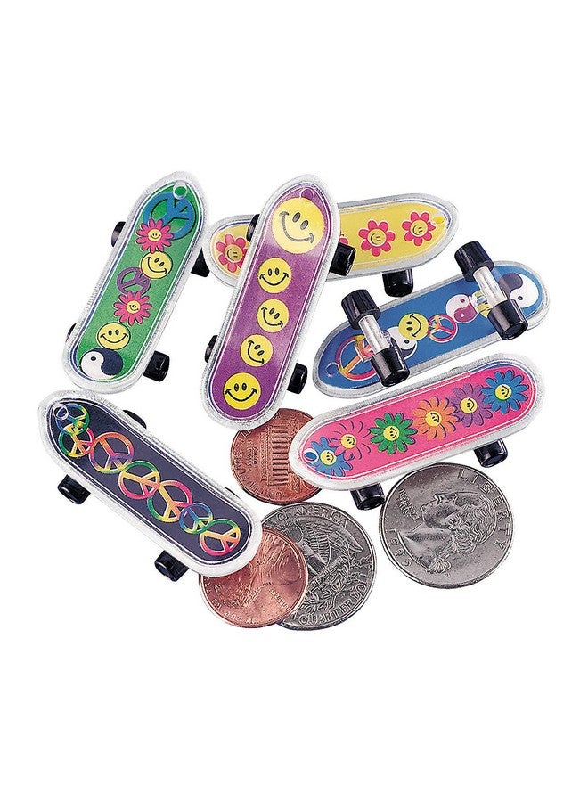 Fun Express Mini 60’s Retro Skateboards - Colorful Toy Skateboards Party Favors Gifts School Prizes Events Playtime Fun - Classic 1960’s Design for Kids & Adults - Collecting & Displaying - 36 Pieces