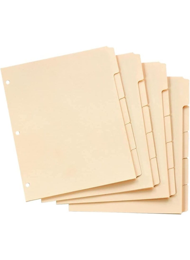 Oxford Oxford Blank Write-On Binder Dividers, 5-Tab, 1/5 Cut, 3-Hole Punched, Letter Size, Manila, 20 Sets Per Box (13V) - Cream  - Image 4