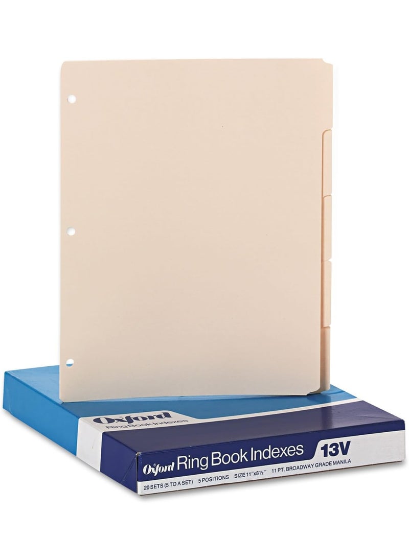 Oxford Oxford Blank Write-On Binder Dividers, 5-Tab, 1/5 Cut, 3-Hole Punched, Letter Size, Manila, 20 Sets Per Box (13V) - Cream  - Image 3