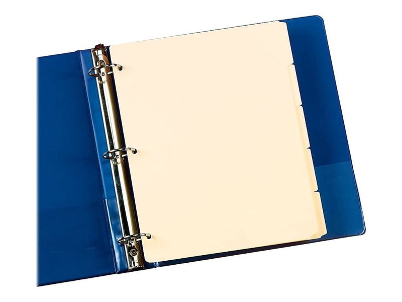 Oxford Blank Write-On Binder Dividers, 5-Tab, 1/5 Cut, 3-Hole Punched, Letter Size, Manila, 20 Sets Per Box (13V) - Cream - Image 3