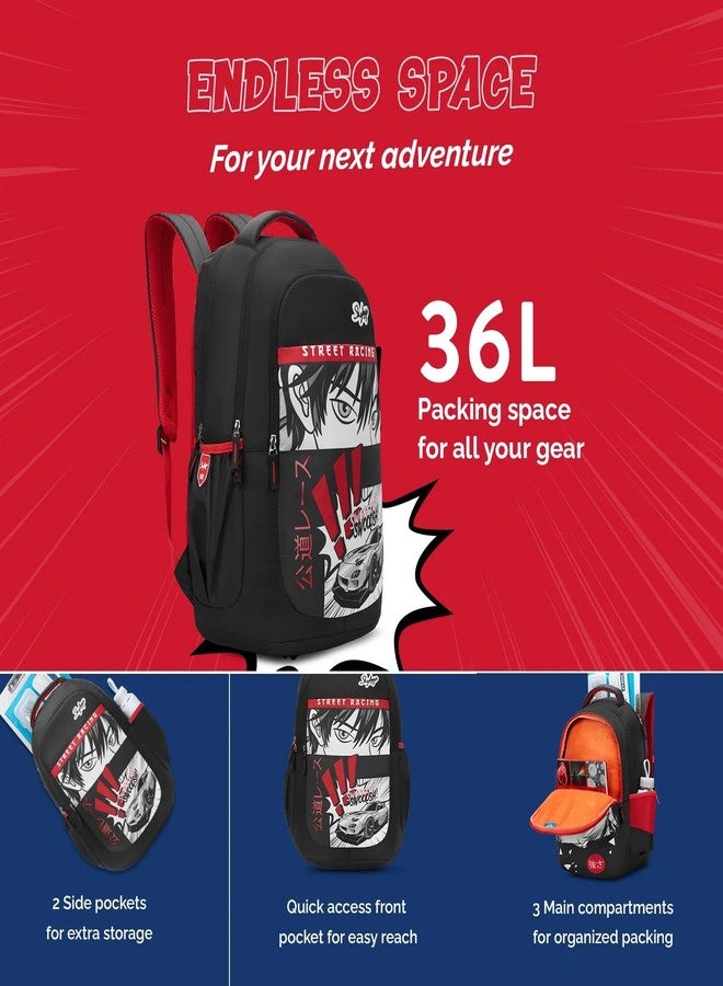 Skybags Large 36 L Backpack KYRO RC 01 SCBP SWOOSH RED BLACK (Black) - Image 3