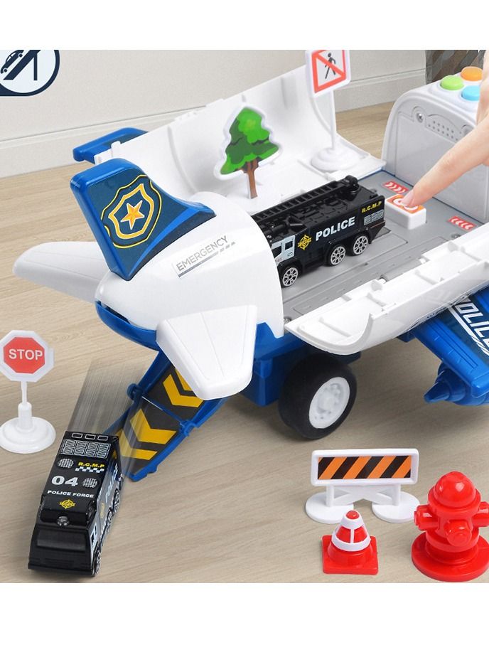 بايبي طائرة الشرطة على نطاق واسع موضوع التعليم طائرة لعبة مجموعة إنذار مسموعة ومرئية طائرة كهربائية سيارة ميني هدية عيد ميلاد للبنين والبنات - Image 1