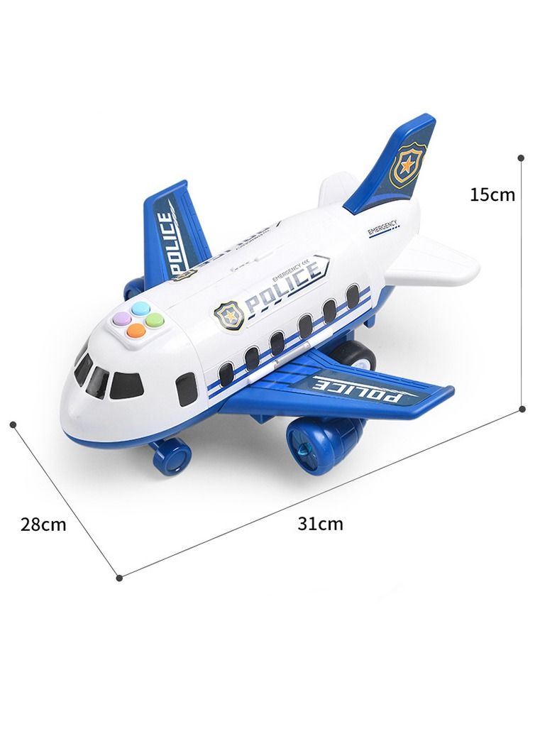 بايبي طائرة الشرطة على نطاق واسع موضوع التعليم طائرة لعبة مجموعة إنذار مسموعة ومرئية طائرة كهربائية سيارة ميني هدية عيد ميلاد للبنين والبنات - Image 2
