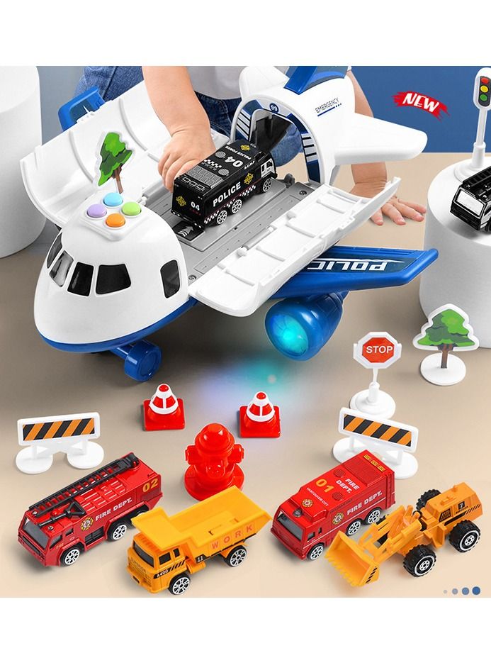 بايبي طائرة الشرطة على نطاق واسع موضوع التعليم طائرة لعبة مجموعة إنذار مسموعة ومرئية طائرة كهربائية سيارة ميني هدية عيد ميلاد للبنين والبنات - Image 3