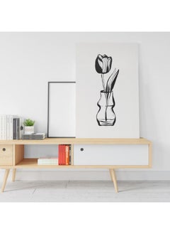 Flower with vase in white and black printed canvas wall art
