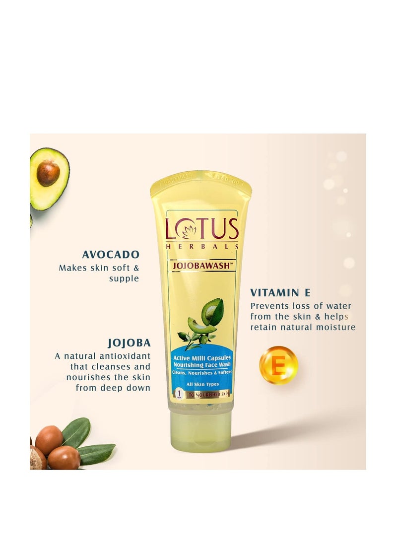 LOTUS HERBALS - Jojoba Wash Active Milli Capsules Nourishing Face Wash For All Skin Types 120ml - Image 1