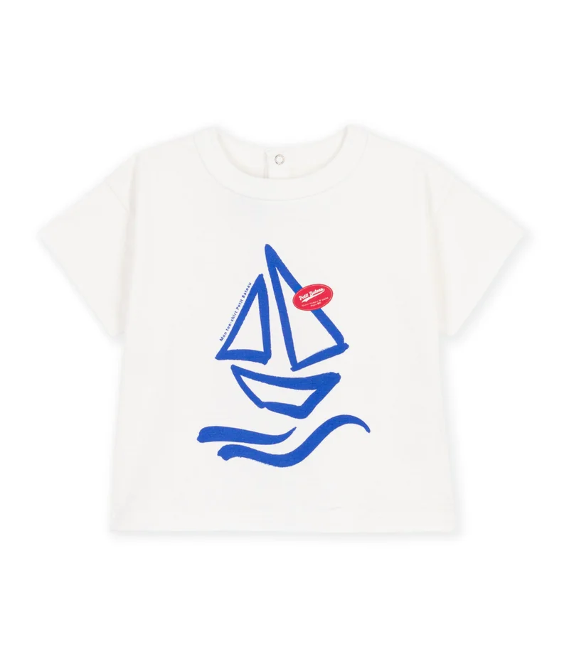 Petit Bateau Babies' Plain Short-Sleeved Patterned Cotton T-Shirt