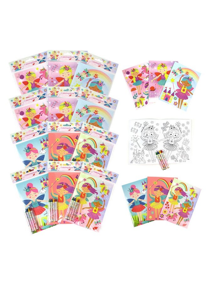 TINYMILLS Magical Fairies Coloring Books for Kids with 12 Coloring Books and 48 Crayons, Fairies Birthday Party Favors, Favor Bag Fillers, Classroom Rewards, Carnival Prizes - Image 1
