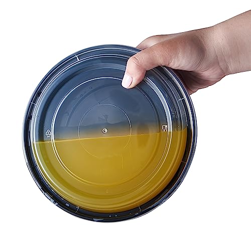 FULING 24 oz 50 ct Round Meal Prep Food Storage Containers with Lids To Go Plastic Lunch Plan Box Disposable Take Out Bowls Black BPA Free Reusable Durable Stackable Microwave Freezer Dishwasher Safe - Image 3