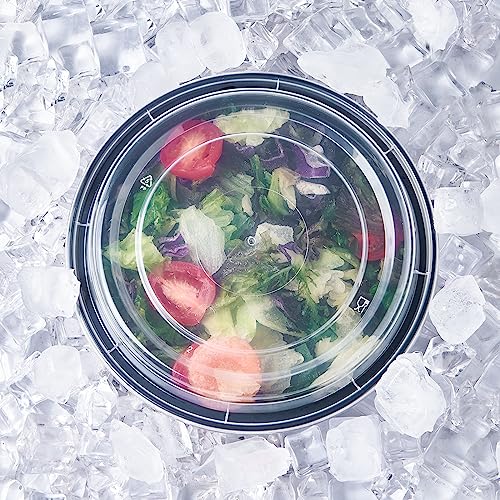 FULING 24 oz 50 ct Round Meal Prep Food Storage Containers with Lids To Go Plastic Lunch Plan Box Disposable Take Out Bowls Black BPA Free Reusable Durable Stackable Microwave Freezer Dishwasher Safe - Image 4