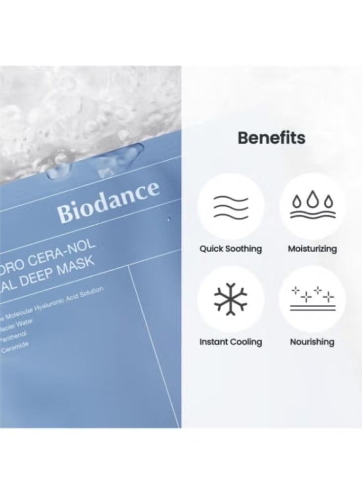 Biodance Hydro Cera-Nol Real Deep Mask, 5-Pack (5 Sheets) | 34g Each Facial Sheet Mask with Hyaluronic Acid, Glacier Water, Panthenol & Ceramide | Soothing & Moisturizing Korean Skincare - Image 3