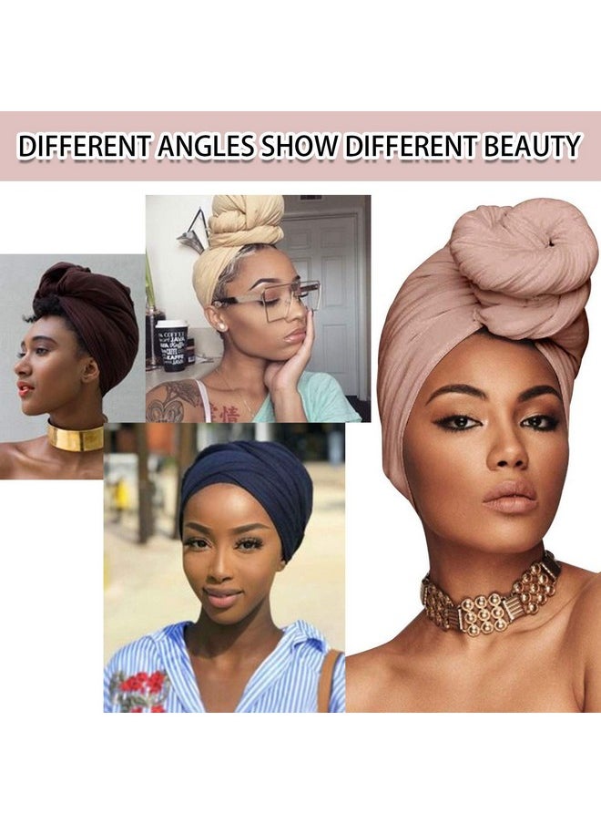 Messen 12 Pieces Head Wrap Scarf Stretch Jersey Turban Extra Long Ultra Soft Urban Headwraps For Women Solid Color African Headwear Headband Tie Wholesale Set02  - Image 4