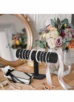 Excefore T-bar Jewellery Display Stand  Black Velvet Bracelet Holder Necklace Bangle Display Rack with Transparent Box for Pendants Choker Watches Earring Anklet 2pcs  - Image 4