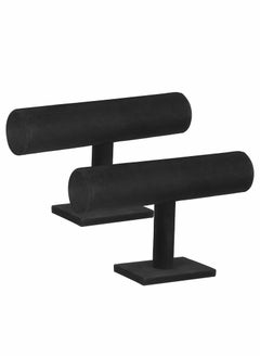 Excefore T-bar Jewellery Display Stand  Black Velvet Bracelet Holder Necklace Bangle Display Rack with Transparent Box for Pendants Choker Watches Earring Anklet 2pcs  - Image 1