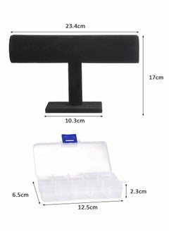 Excefore T-bar Jewellery Display Stand  Black Velvet Bracelet Holder Necklace Bangle Display Rack with Transparent Box for Pendants Choker Watches Earring Anklet 2pcs  - Image 2