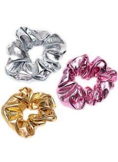 Shiny Metallic Scrunchies for Women Mermaid Hair Scrunchie Elastics Ponytail Holder for Gym Dance Party Club