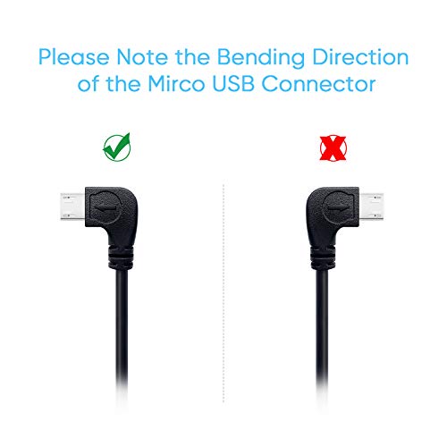 Pixelman Dash Cam Power Cord,Micro USB 11.5ft Long Charging Cable for Dashcam Mirror Cam,USB to Micro USB Car Camera Charger Wire,90 Degree Angle Power Cord Adapter - Image 4