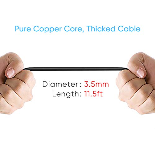 Pixelman Dash Cam Power Cord,Micro USB 11.5ft Long Charging Cable for Dashcam Mirror Cam,USB to Micro USB Car Camera Charger Wire,90 Degree Angle Power Cord Adapter - Image 2