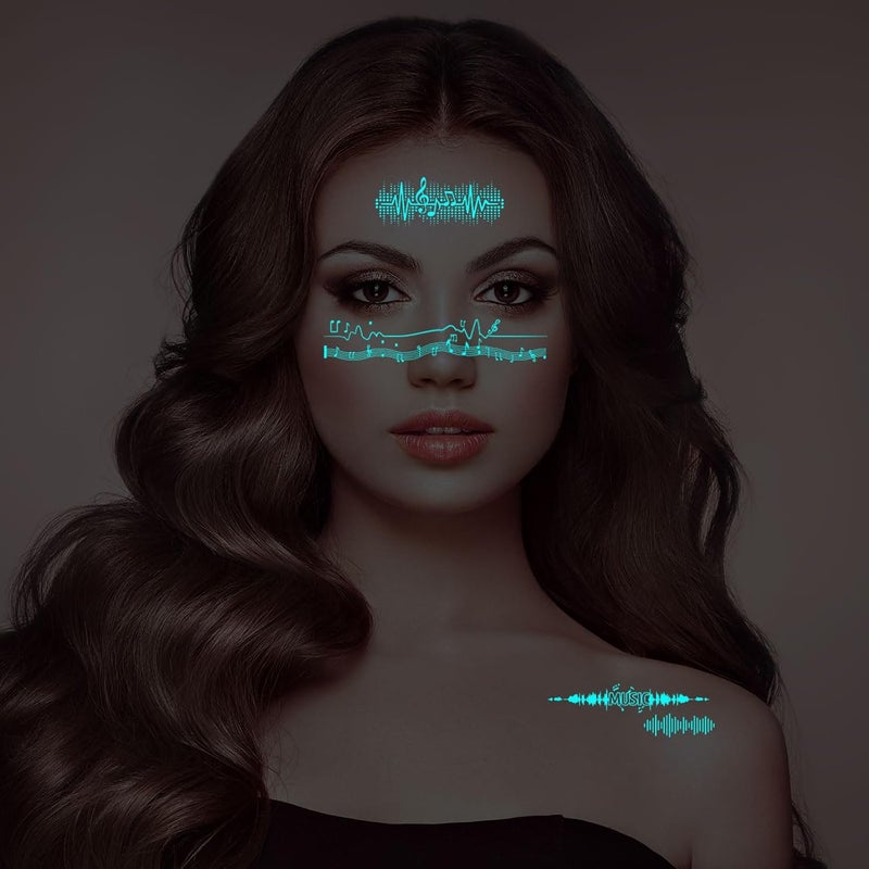 Konsait Glow in the Dark Temporary Tattoos  10 Sheets Blue Flower  Butterfly Designs Luminous For Women Girls  Kids - Image 4