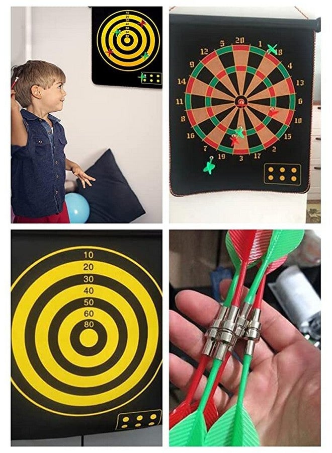 VGRASSP 15 Inch Magnetic Dart Board Game for Kids, Double Sided Foldable Dart Board Game Toy for Kids with 4 Free Magnetic Darts - Image 5